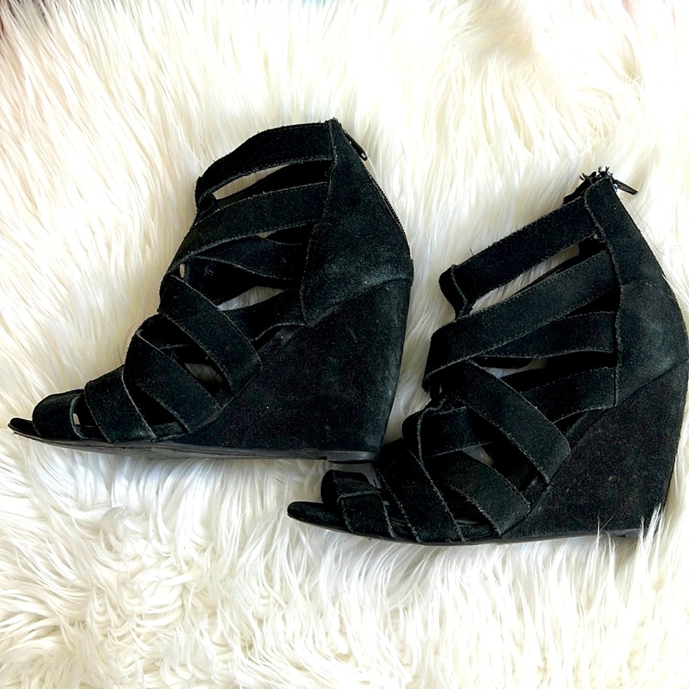Zara Suede Cage Wedges